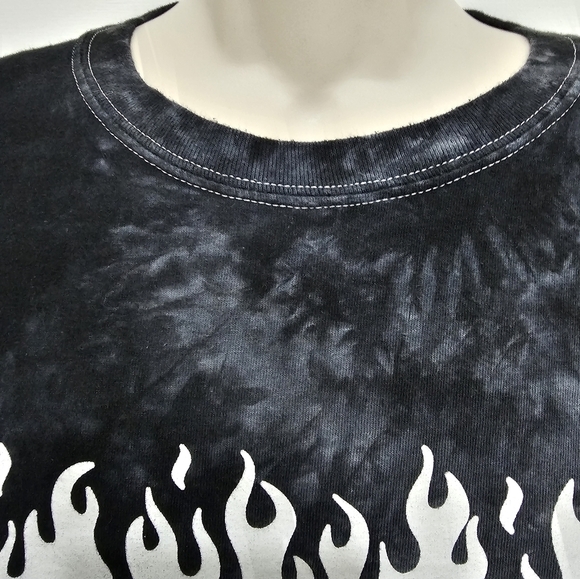 Popular Poison Savage Vibes Flame Graphic Tie Dye Short Sleeve T-Shirt Size 3XL - Picture 4 of 10